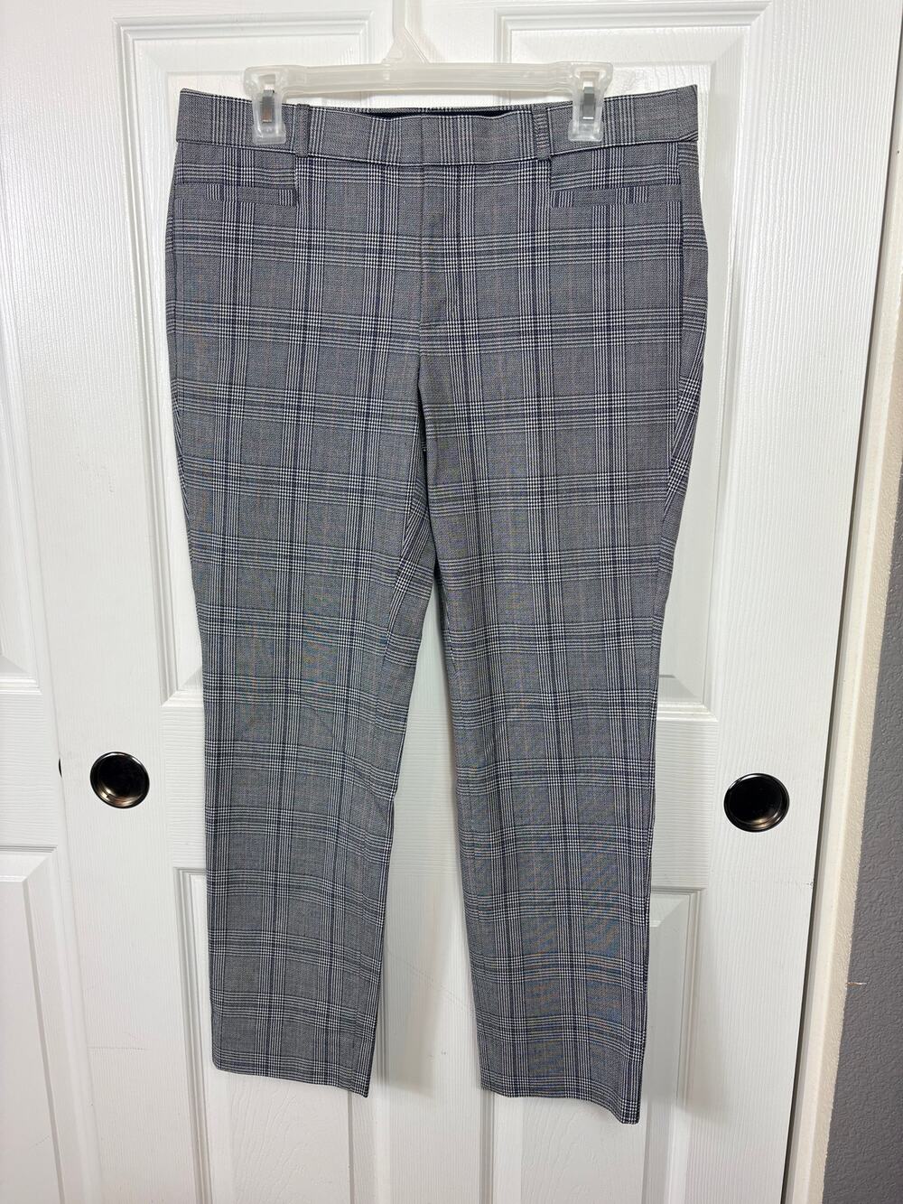 Banana Republic Sloan Skinny Fit Plaid Pants Mid-Rise Ankle Length 8 Gray NWOT
